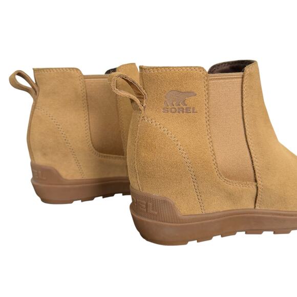 SOREL Evie II Wedge Chelsea Boot in Caribou Buff Gum Tan Suede Women’s 7.5 - Picture 2 of 12